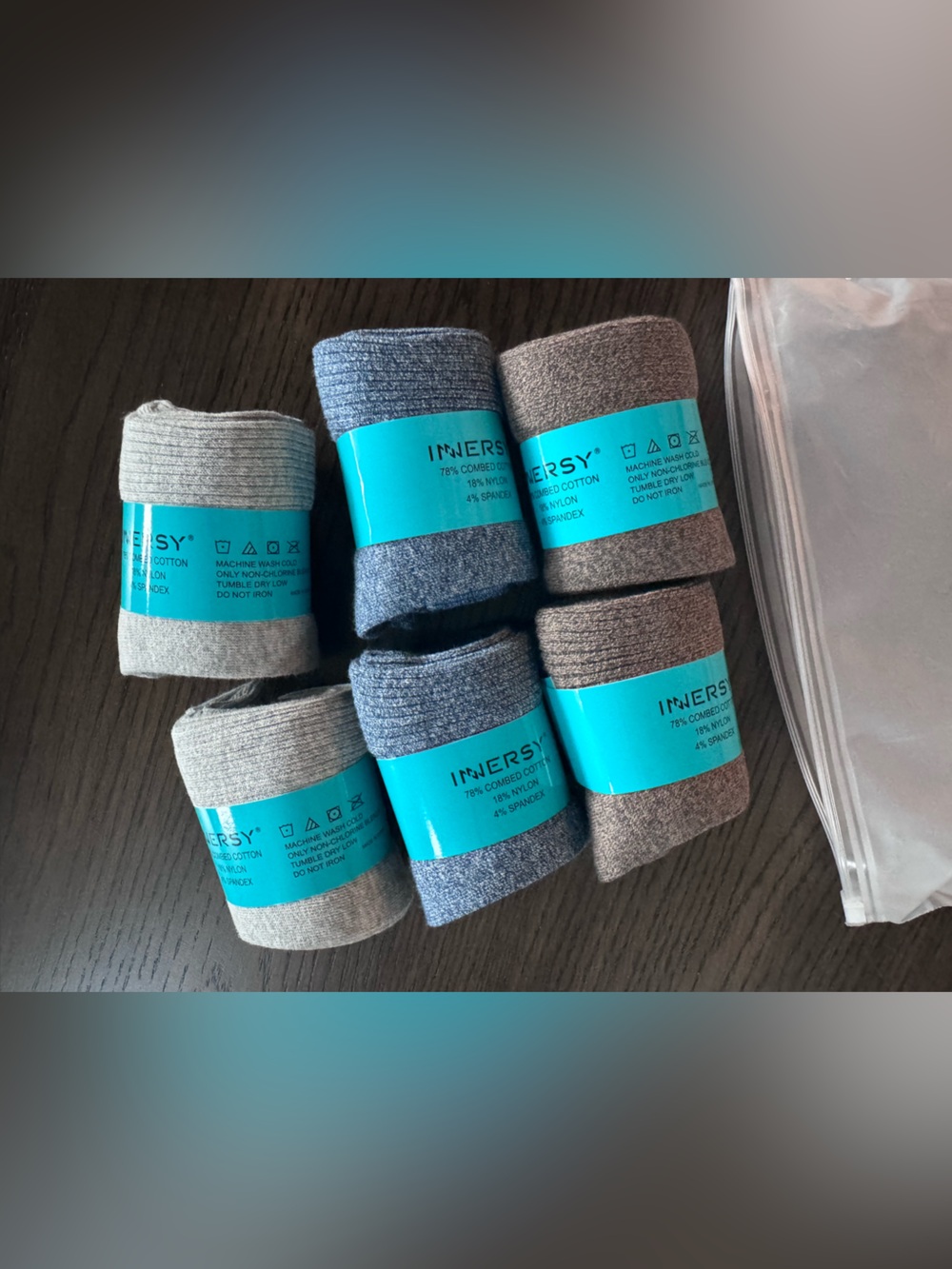 NWT Men’s Crew Socks 6-Pack - Grey, Tan & Blue Comfort Blend - Dress Socks